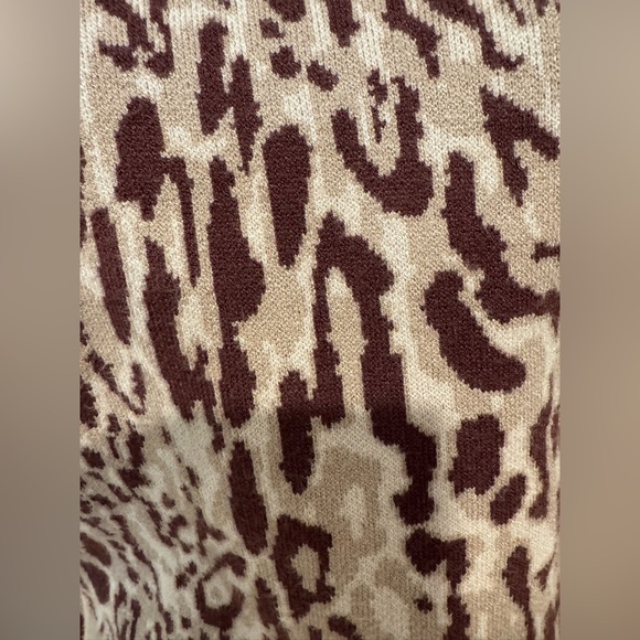 NWOT Anthropologie Maeve Brown Animal Print Puff Sleeve Pullover Sweater - Picture 7 of 12